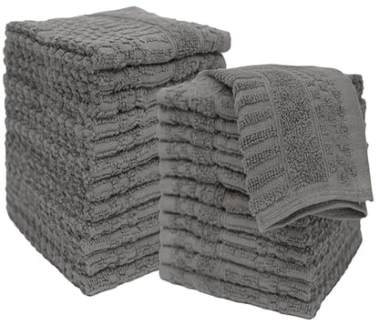 PH Pleasant Home Diamond Wash Cloths Set - 12 Pack (12” x 12”) – 509 GSM - 100% Ring Spun Cotton Wash Cloth - Super Soft and Highly Absorbent Face Towels(Dark Grey) - color: Dark Grey, style: Diamond