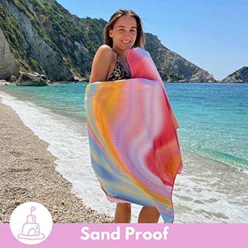 Microfiber Beach Towel - Quick Dry, Sand Free and Oversized 71x35 | Super absorbent, lightweight, swimming, gym, extra large, pool, cruise, camping, yoga, travel, compact, carry bag, vacation - color: Maldives