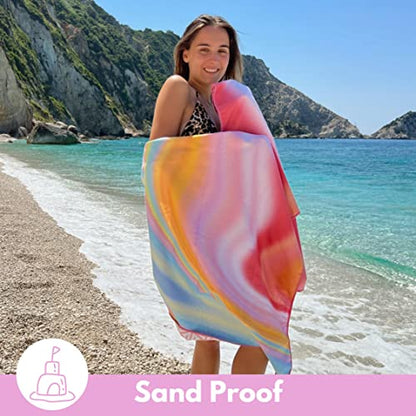 Microfiber Beach Towel - Quick Dry, Sand Free and Oversized 71x35 | Super absorbent, lightweight, swimming, gym, extra large, pool, cruise, camping, yoga, travel, compact, carry bag, vacation - color: Maldives