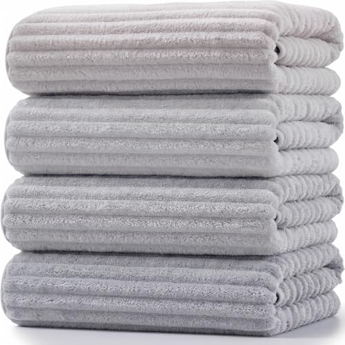 4 Pcs Extra Large Bath Towel 40x80'',Gray - color: Gray