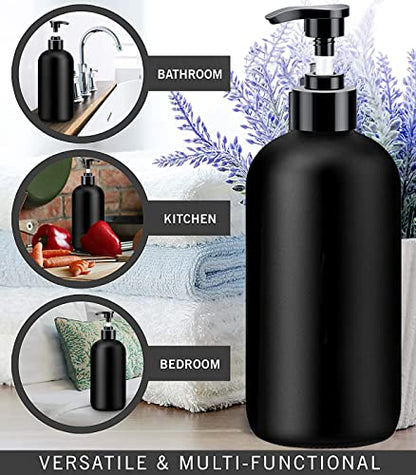 Black Soap Dispenser with Rust Proof Pump, Waterproof Labels (2 Pack,16 Oz), Plastic Hand Soap Dish Soap Dispenser for Kitchen, Premium Thick Soap Pump Bottles - color: Black