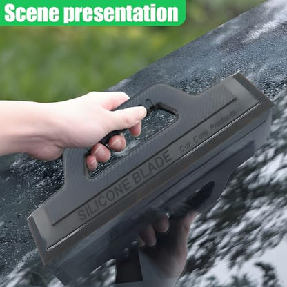Silicone Car Water Blade Squeegee, Flexible Car Detailing Drying Blade, Streak-Free Auto Window Wiper Scraper for Windshield, Tinted Windows, Mirror & Shower Door, Safe for Ceramic Tile(1PC)
