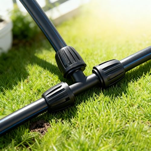 12 Pack 1/2 Inch Drip Irrigation Tee Fittings (1/2" ID x 0.6-0.65" OD), 1/2'' Dripline Barbed Tee Connectors with Anti-Drop Lock Nuts for Garden Lawn Irrigation System Connection - size: 1/2" Nut Tee-12P