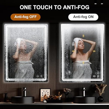 LED Bathroom Mirror with Lights, Anti-Fog, Dimmable, Lighted Bathroom Vanity Mirror for Wall, UL-Certified (32 x 24) - size: 32"L x 24"W