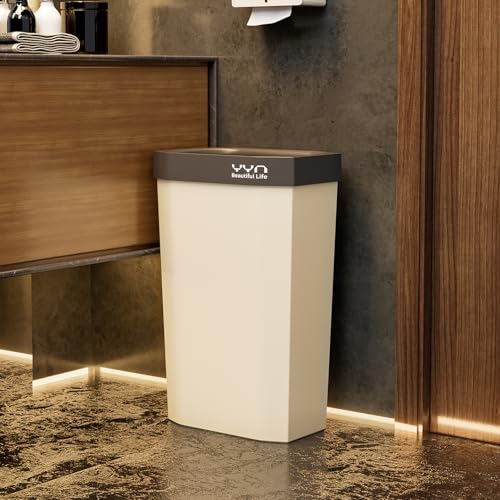 4 Gallon, Small Slim Garbage Can, Open Top Trash Can for Bathroom, Kitchen, Office, Bedroom, Living Room (NewTOPGrey) - color: NewTOPGrey