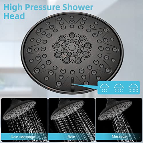 EMBATHER 8'' Shower System with Handheld Trim Kit, Oil Rubbed Bronze | 2-IN-1 Shower Faucet Set, 3-Mode Shower Head, 8-Setting Handheld Spray, Pressure-balanced Valve & Trim Kit - color: Oil Rubbed Bronze, size: 8 Inch