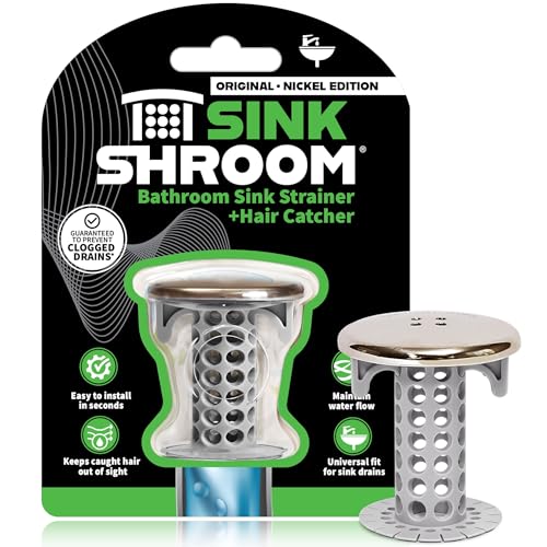 SinkShroom Revolutionary Bathroom Sink Drain Protector Hair Catcher, Strainer, Snare, Nickel Edition - color: Sinkshroom Nickel Edition