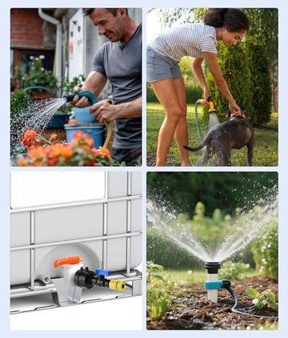 3 Sizes 3-in-1 IBC Tote Hose Adapter 2.44" Fine, 2" Fine and 2" Coarse Thread, 275-330 Gallon Water Tote Tank Hose Adaptor, Faucet Adapter for Garden Hose Connector