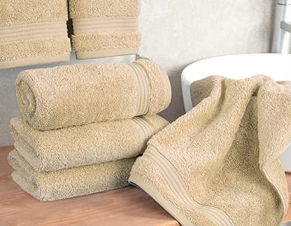 Cotton Paradise 100% Cotton Turkish Towel Set, Soft Absorbent Quick Dry, 4 Piece Hand Towel Set, Beige - color: Beige, size: 16"x28"