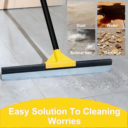 Heavy Duty Floor Squeegee with 50.8" Metal Long Handle for Concrete, Tile, Bathroom Glass & Window Cleaning - 17" Rubber Blade Removes Garage & Shower Standing Water