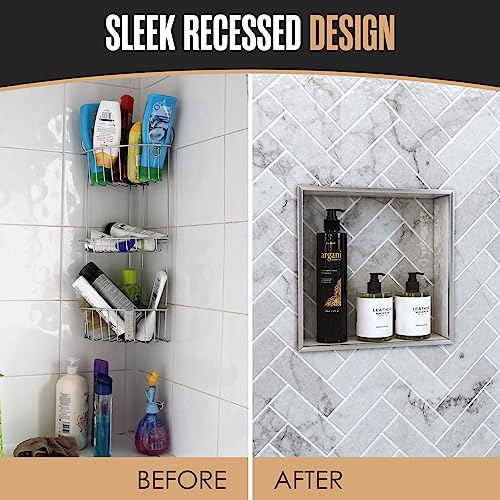 Shower Niche, Shower Niche Insert Tile Ready, 12x12 Inch, Soap Box, Prefab | Houseables Recessed Bathroom Storage, In Wall Shelf, Cubby Inserts, Recessed Shampoo Caddy, Inset Shelves, Built In Nook - size: 12 x 12 inches (ID)