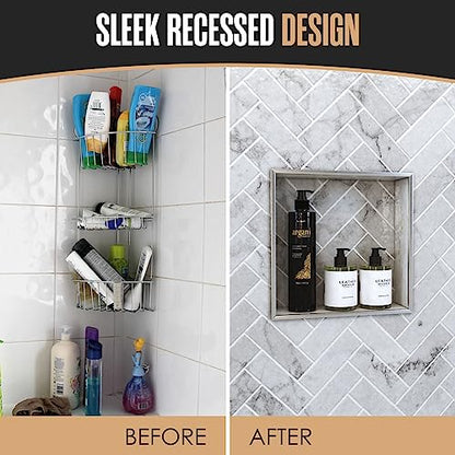 Shower Niche, Shower Niche Insert Tile Ready, 12x12 Inch, Soap Box, Prefab | Houseables Recessed Bathroom Storage, In Wall Shelf, Cubby Inserts, Recessed Shampoo Caddy, Inset Shelves, Built In Nook - size: 12 x 12 inches (ID)