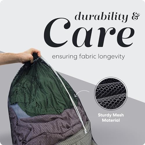 Handy Laundry Mesh XL Laundry Bag - Durable, Machine Washable with Secure Drawstring Closure - Perfect for College Dorms, Laundromats, Apartments (Black, Large 24" x 36") | XL 24x36 Mesh Laundry Bag, Secure Drawstring, Heavy Duty, Machine Washable, for De
