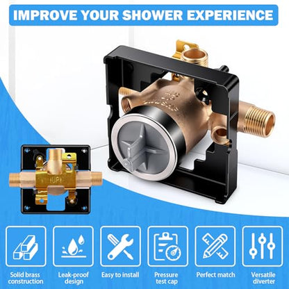 TOVEN-RV R10000-UNWSHF High-Flow Shower Valve Body with Stops | Compatible With Delta MultiChoice 13/14, 17 And 17T Trim Kits; 3-Port Shower-Only Design; 1/2-Inch Inlets - style: R10000-UNWSHF
