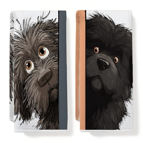 2 Pcs Funny Dog Kitchen Towels, Cute Dogs Gifts Hand Towels 14 x 24 Inches | Tea Towel for Kitchen Bathroom Home Decor, Dogs Waffle Weave Absorbent Dish Towel, Dog Lover Gifts for Women Mom Friends - color: Multi 0188