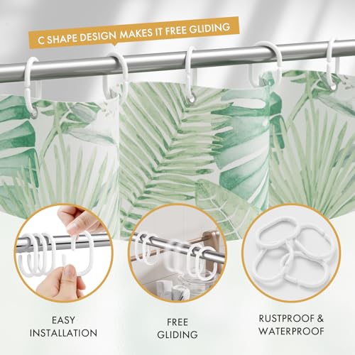 White Shower Curtain Hooks Rings, 24 Pcs Plastic Shower Curtain Rings, Plastic Shower Curtain Hooks for Bathroom Shower Rod, White Shower Hooks Rings Loops for Shower Curtain - color: White