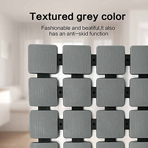 BEMISO Shower Mat Non Slip Bathtub Mat 33.4 x 15.7 Inch Large Size | Suction Cups,Drain Holes,Easy Dry,Easy to Cut - color: Pure Grey, size: 33.4 x 15.7 inches