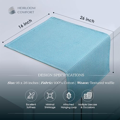 5 Pack Dual Tone Waffle Weave Kitchen Towels, 16x26 Inch, 100% Cotton, Super Absorbent, Fast Dry Dishcloth Set, Soft and Durable, Aqua Blue - color: Aqua Blue, size: 16 x 26 - Pack of 5