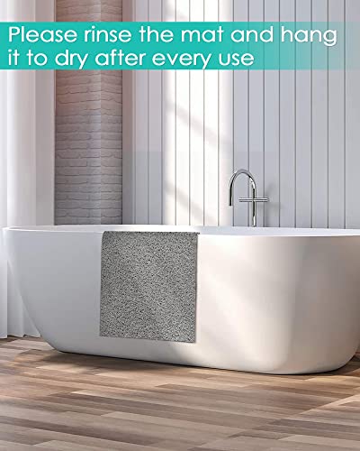godehone Shower Mats Non Slip Without Suction Cups, PVC Loofah Bathroom Mats, Loofah Mats for Shower and Bathroom, Quick Drying, 15.7× 36 Inch, Grey - color: Grey, size: 36" x 15.7" (Rectangular)