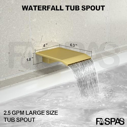 Shower System with 12-Inch Rain Head and Tub Spout | All-Metal Tub Shower Faucet Set, Wall Mounted Rain Showerhead, Handheld Spray, Includes Valve and Trim Kit, Brushed Gold - color: Brushed Gold, style: 12"-With Tub Spout