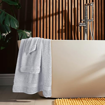 MyOwn 6 Piece Towel Set, 100% Combed Cotton - 2 Bath Towels, 2 Hand Towels, 2 Wash Cloths - 500 GSM Luxury Hotel Quality Ultra Soft Highly Absorbent Towel Set for Bathroom - Light Grey - color: Light Grey