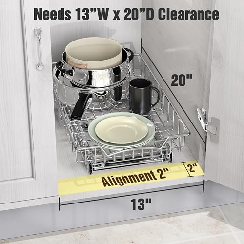 Simple Houseware Under Cabinet Pull Out Sliding Shelf Drawer, 18Dx11W | for Kitchen Organizer - size: 18" D x 11" W
