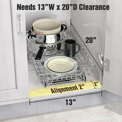 Simple Houseware Under Cabinet Pull Out Sliding Shelf Drawer, 18Dx11W | for Kitchen Organizer - size: 18" D x 11" W