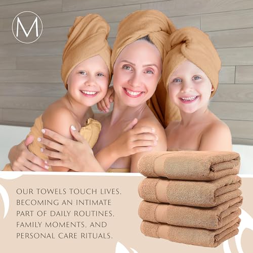Maura Exquisite 4-Piece Turkish Bath Towel Set: Ultra-Soft, Thick, and Plush Towels for a Premium Hotel Experience in Timeless Classic Brown Elegance, Extra Large 30"x56" - color: Classic Brown, size: Bath Towel (4-Pack)