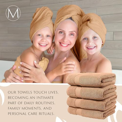 Maura Exquisite 4-Piece Turkish Bath Towel Set: Ultra-Soft, Thick, and Plush Towels for a Premium Hotel Experience in Timeless Classic Brown Elegance, Extra Large 30"x56" - color: Classic Brown, size: Bath Towel (4-Pack)