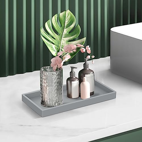 EG-SIPRO Bathroom Counter Tray, Silicone, Rectangular, Gray, Thick, Shatterproof, Soap Dispenser Tray, 10.6'x5.1' or 7.8'x3.9' - color: Gray, size: Large (10.6" x 5.1" x 0.8")