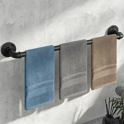 Industrial Pipe Towel Rack Towel Bar, Heavy Duty Wall Mounted Rustic Farmhouse Bath Towel Holder for Bathroom (Black, 32 inch) - color: Black, size: 32 inch