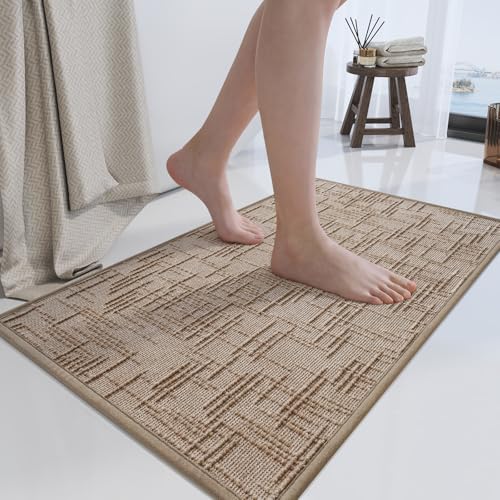 Bath Mat Non Slip,Quick Dry Bathroom Rug Under Door,16"x24",Brown | Absorbent Washable Rubber Backing Bath Rug Shower Mat Bathroom Floor Mat for Sink Bathtub Beside Shower Entrance - color: A- Brown, size: 16"x24"