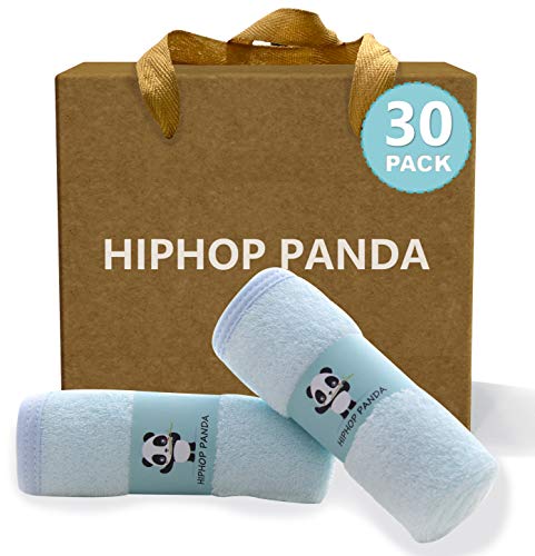 HIPHOP PANDA Soft Baby Washcloths, 2-Layer, 30 Pack Newborn Gift Set | Rayon Made from Bamboo | Absorbent Reusable Wipes for Delicate Skin | Newborn Gift Set | Registry Ready | Blue - color: Blue, size: 10x10 Inch - 30 Pack Gift Box Set