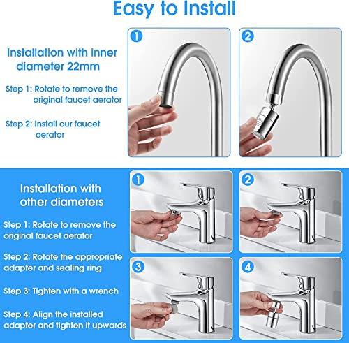 Kitchen and BasinTap Spray Head,360° Swivel Dual-Function Sprayer,80-Degree Big Angle Swivel Faucet Aerator,Faucet Extension Sprayer,Kitchen Faucet Aerator Splash Proof Spout (short style)