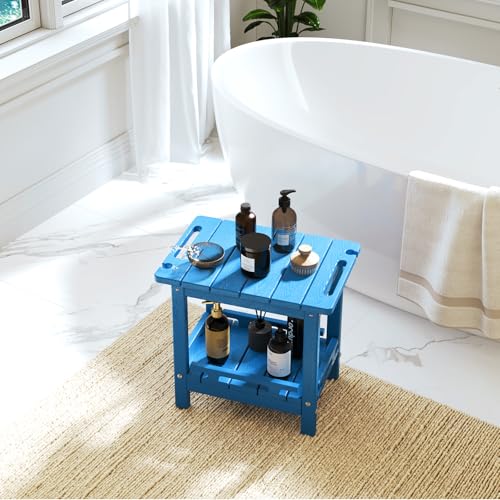 NALONE Shower Bench, HDPE Shower Stool for Shaving Legs (Navy Blue) | Indoor and Outdoor Use, All Weather and Long Last, Perfect for Inside Shower - size: Navy Blue