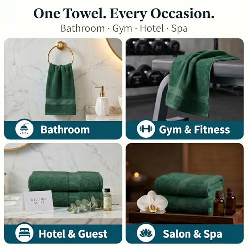 Sofea Hand Towels 6 Pack (16 x 28 Inches) 100% Cotton Bathroom Towels, Soft Absorbent Quick Dry Hand Towels for Bathroom Kitchen - color: Forest Green