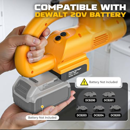 Ecarke 2-in-1 Electric Toilet Drain Unclogger & Air Pump – Compatible with DeWalt 20V Battery (Tool Only), LCD Digital Pressure Display, 5 Attachments for Sink, Shower & Outdoor Inflation (Tool Only)