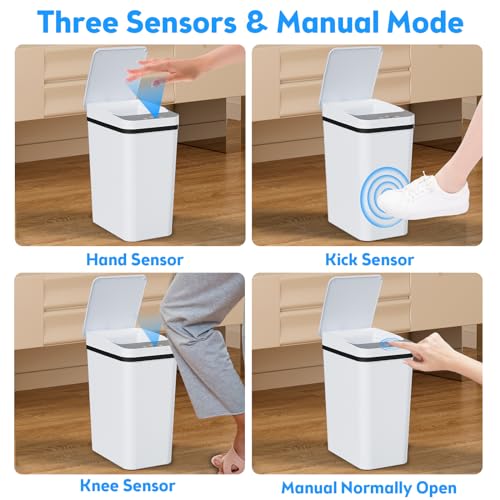 KOEYLE 2 Pack 2.2 Gallon Automatic Touchless Garbage Can, Small Motion Sensor Smart Trash Can, Slim Waterproof Trash Bin for Bedroom, Bathroom, Office, Living Room, White - color: 2 Pack 2.2 Gallon White
