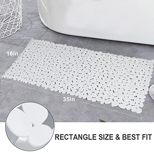 SONGZIMING Pebble Bath Mat for Bathtub to Anti Slip Bathtub Mat in Shower with 16 Inches by 35 Inches (White) - color: White