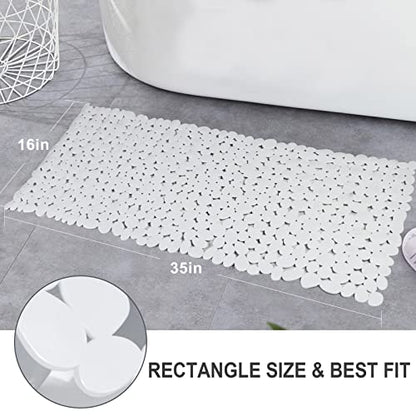 SONGZIMING Pebble Bath Mat for Bathtub to Anti Slip Bathtub Mat in Shower with 16 Inches by 35 Inches (White) - color: White