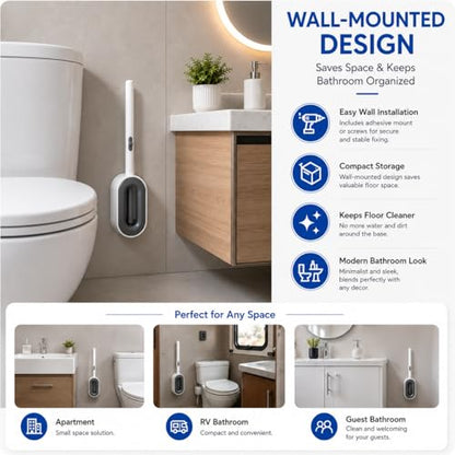 Disposable Toilet Bowl Brush and Holder Set – 40 Refills Included, No-Touch Toilet Wand Cleaning System, Toilet Brush & Holder for Bathroom, Hygienic Toilet Bowl Cleaner Starter Kit - size: 1 Brush + 40 Refills