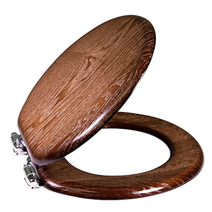 Design House Dalton Round Toilet Seat, Java Brown | Surface, Traditional, Wood, Hardware, 561241-JV - color: Dark Wood