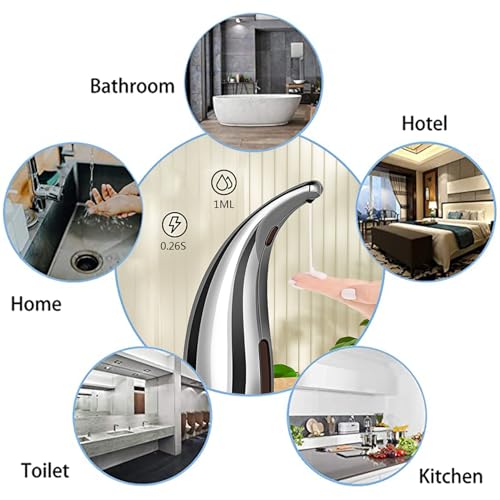 Soap Dispenser,Adjustable 4-Level Touchless Bath Kitchen Countertop Automatic Soap Dispenser with Infrared Motion Sensor,IPX6 Waterproof.Perfect for Bathroom and Kitchen. - color: Silver-adjustable Dispenser