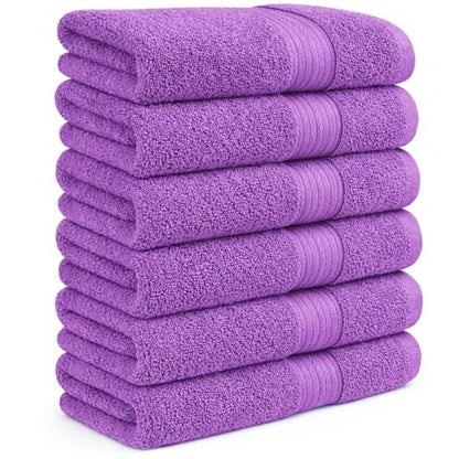 100% Cotton Hand Towels 18x28 Inches, 600 GSM, Soft & Absorbent, Set of 6, Purple - color: Purple, size: Hand Towel Set of 6