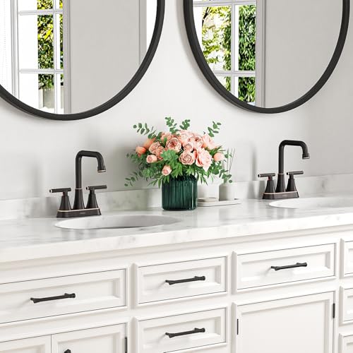 Oil Rubbed Bronze 4 inch Centerset Bathroom Faucets for Sink 2 Hole | Bathroom Sink Faucet with Pop-up Drain and Supply Lines, Stainless Steel 2-Handle Centerset Faucet for Vanity RV Restroom - color: Oil Rubbed Bronze X2
