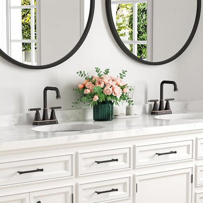 Oil Rubbed Bronze 4 inch Centerset Bathroom Faucets for Sink 2 Hole | Bathroom Sink Faucet with Pop-up Drain and Supply Lines, Stainless Steel 2-Handle Centerset Faucet for Vanity RV Restroom - color: Oil Rubbed Bronze X2