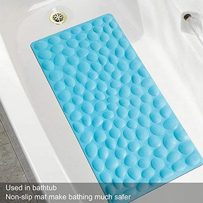 Non-Slip Bathtub Mat OTHWAY Soft Rubber Bathroom Bathmat with Strong Suction Cups (Blue) - color: Blue, size: 31.5" x 16" (Rectangular)
