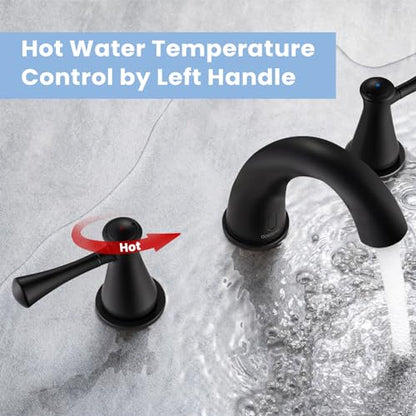 Touchless Bathroom Faucet for 3 Holes 3 Handles, Controlling Temperature & Adjustable Water Flow, Short & Long Induction Modes, Auto Motion Sensor Bathroom Faucet Set Metal Matte Black 29180 - color: 29180Matte Black