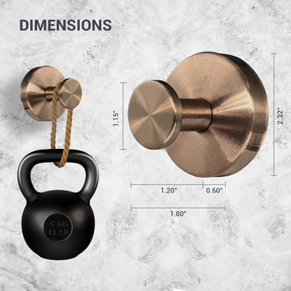 Suction Cup Hooks for Shower - 4 Pack, Bronze - Stainless Steel, Strong Suction, No Drill, Removable Hanger, Tile Bathroom Kitchen Wall, Glass Door, Mirror Hook Hanging Robe, Towel Holder - color: Bronze
