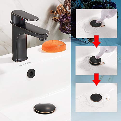 REGALMIX Vessel Sink Drain,Bathroom Pop-up Drain with Detachable Basket Stopper, Anti-Explosion and Anti-Clogging Drain Strainer, Sink Drain Assembly with Overflow Oil Rubbed Bronze, RWF083K - color: Oil-rubbed Bronze, size: With Overflow